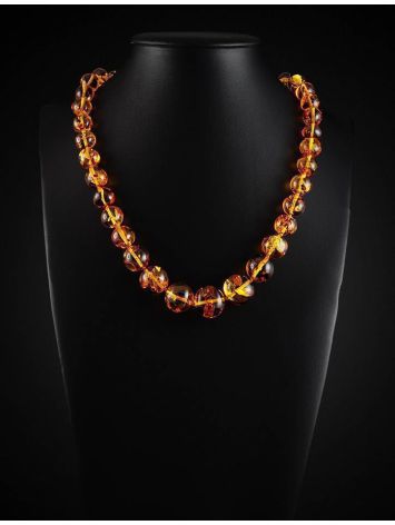 Cognac Amber Ball Beaded Necklace, image , picture 2