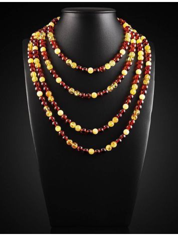 Multicolor Amber Ball Beaded Rope Necklace, image , picture 2