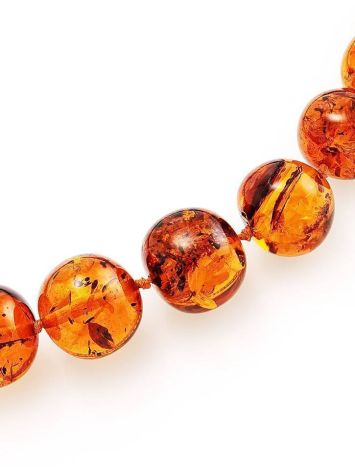 Classy Cognac Amber Ball Beaded Necklace, image , picture 4