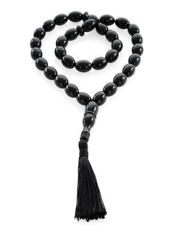 33 Black Amber Olive Beaded Muslim Rosary With Tassel, image , picture 3