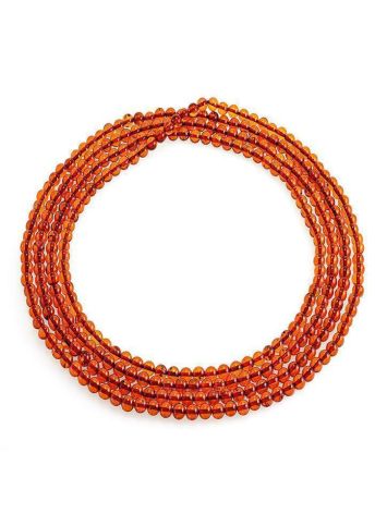 Extra Long Cognac Amber Beaded Necklace, image , picture 3