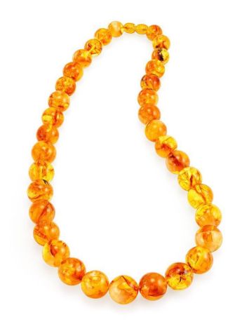Cognac Amber Ball Beaded Necklace, image , picture 4
