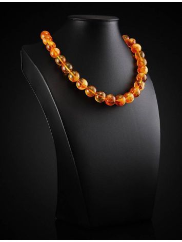 Cognac Amber Ball Beaded Necklace, image , picture 2