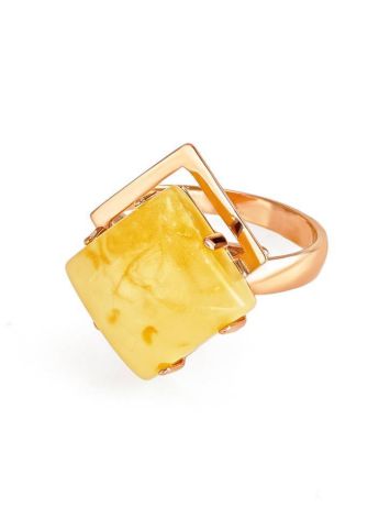 Stylish Golden Ring With Amber The Picasso, Ring Size: Adjustable, image , picture 3