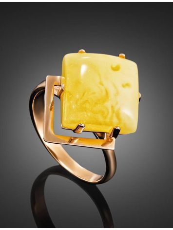 Stylish Golden Ring With Amber The Picasso, Ring Size: Adjustable, image , picture 2