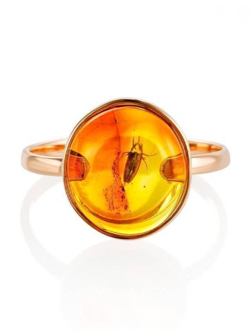 Unique Amber Stone Golden Ring With Inclusions The Clio, Ring Size: 7 / 17.5, image , picture 4