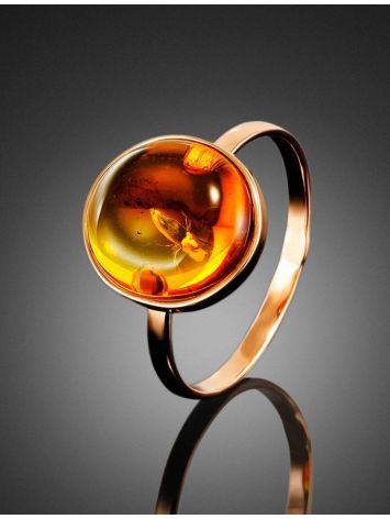 Unique Amber Stone Golden Ring With Inclusions The Clio, Ring Size: 7 / 17.5, image , picture 3