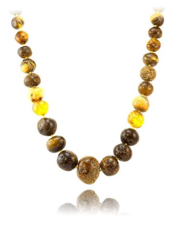 Multicolor Large-To-Small Amber Beaded Necklace, image , picture 5