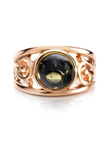 Refined Golden Ring With Bright Green Amber The Scheherazade, Ring Size: 6.5 / 17, image , picture 4