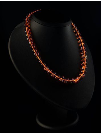 Cognac Amber Ball Beaded Necklace, image , picture 4