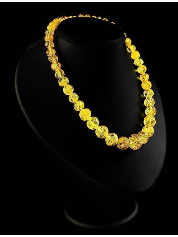 Lemon Amber Ball Beaded Necklace, image , picture 4