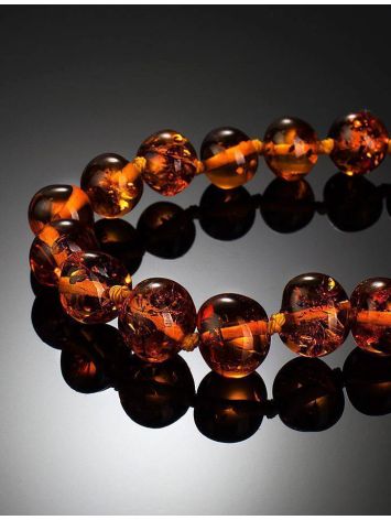 Cognac Amber Ball Beaded Necklace, image , picture 2