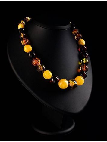 Exclusive Multicolor Amber Ball Beaded Necklace, image , picture 3