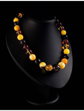 Exclusive Multicolor Amber Ball Beaded Necklace, image , picture 3