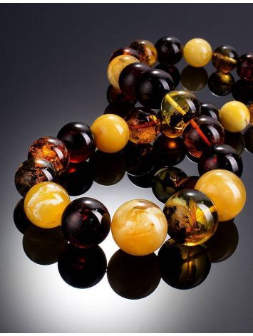 Exclusive Multicolor Amber Ball Beaded Necklace, image , picture 2