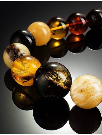 Exclusive Multicolor Amber Ball Beaded Necklace, image , picture 2