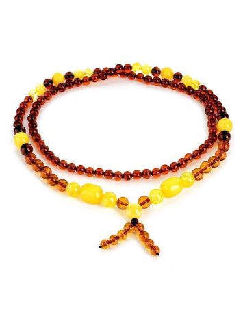 Multicolor Amber Ball Beaded Necklace With Decorative Knot, image , picture 3