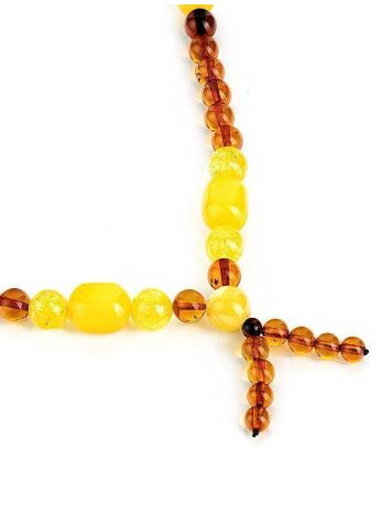Multicolor Amber Ball Beaded Necklace With Decorative Knot, image , picture 4