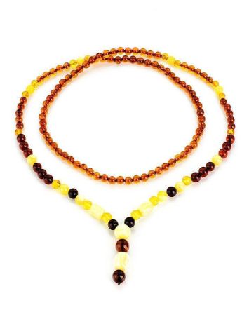 Multicolor Amber Ball Beaded Necklace With Dangle, image , picture 3