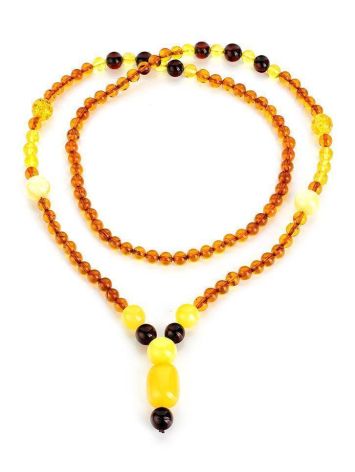 Multicolor Amber Ball Beaded Necklace With Dangle, image , picture 2