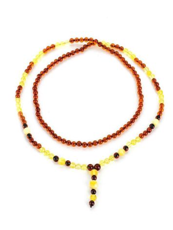 Bright Multicolor Amber Beaded Necklace With Dangle, image , picture 4