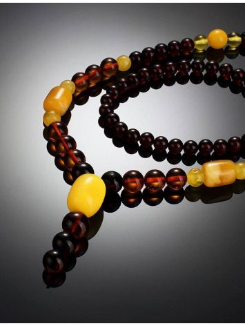 Multicolor Amber Ball Beaded Necklace With Pendant, image , picture 2