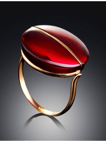Round Amber Golden Ring The Sangria, Ring Size: 8 / 18, image , picture 2