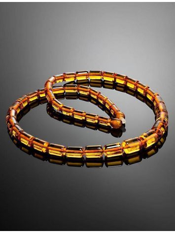 Cognac Amber Barrel Beaded Necklace, image , picture 2