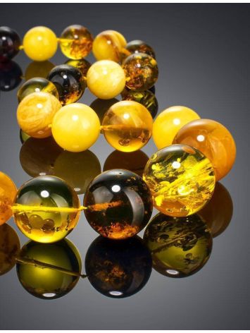 Bold Multicolor Amber Ball Beaded Necklace, image , picture 2