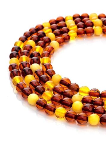 Versatile Two-Toned Amber Ball Beaded Stretch Necklace, image , picture 4