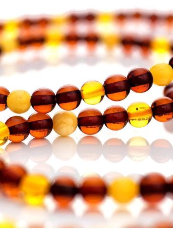 Versatile Two-Toned Amber Ball Beaded Stretch Necklace, image , picture 5