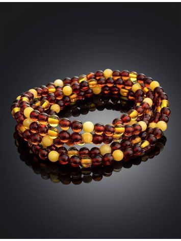 Versatile Two-Toned Amber Ball Beaded Stretch Necklace, image , picture 2