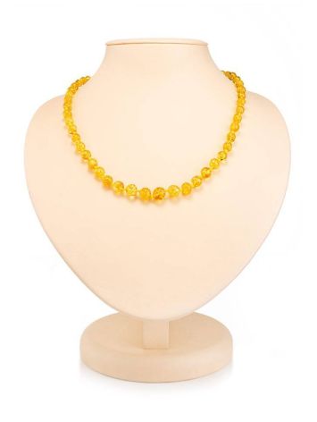Chic Lemon Amber Ball Beaded Necklace, image 