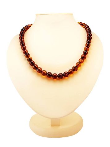 Cognac Amber Ball Beaded Necklace, image 