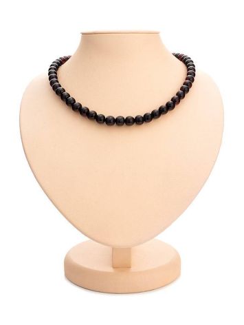 Dark Cherry Amber Ball Beaded Necklace, image 