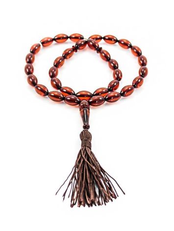 Cognac Amber Islamic Prayer Beads With Tassel, image 
