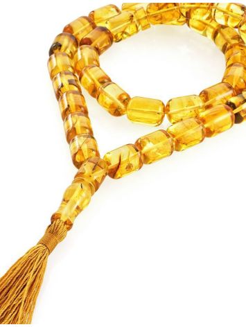 Exclusive Amber With Inclusions Barrel Beaded Rosary, image 