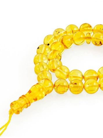 33 Lemon Amber Ball Beaded Islamic Rosary, image 
