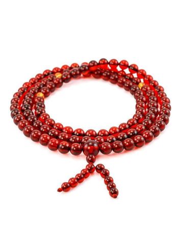 108 Cognac Amber Mala Beads With Dangle, image 