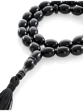 33 Black Amber Olive Beaded Muslim Rosary With Tassel, image 