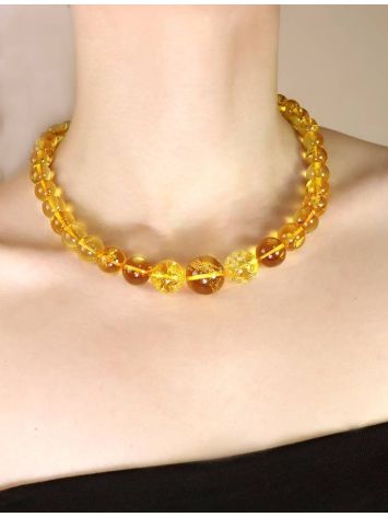 Lemon Amber Ball Beaded Necklace, image , picture 4