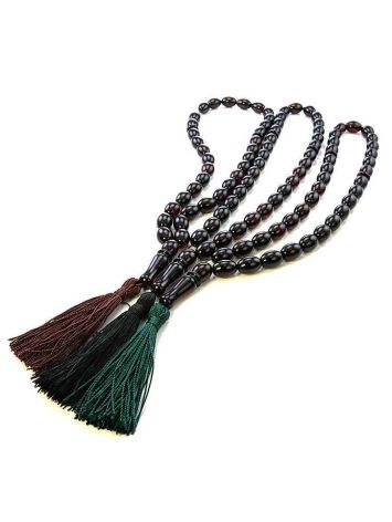 33 Cherry Amber Islamic Rosary Beads With Green Tassel, image , picture 4