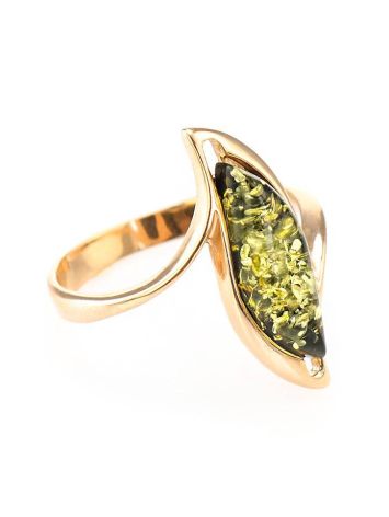 Refined Golden Ring With Green Amber, Ring Size: 8 / 18, image 