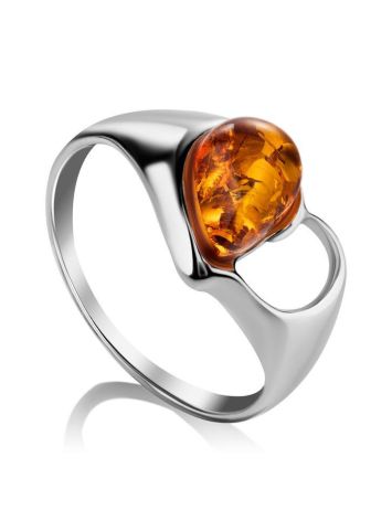 Красивое кольцо «Эвридика» из серебра и коньячного янтаря 17, Ring Size: 11.5 / 21, image 