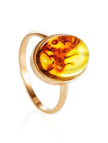 Amber With Inclusion In Gold Ring The Clio, Ring Size: 6 / 16.5, image 