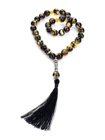 33 Mosaic Amber Muslim Prayer Beads With Tassel The Dalmatian, image 