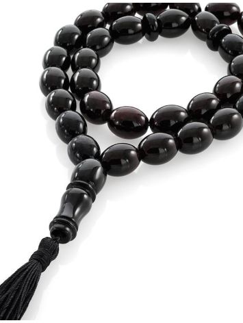 33 Olive Beaded Islamic Rosary With Dark Tassel, image 