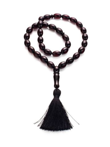 33 Cherry Amber Islamic Rosary Beads With Green Tassel, image 