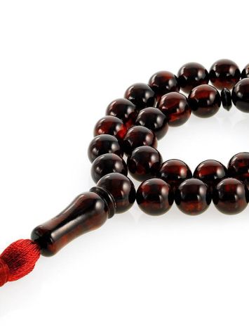 Dark Cherry Amber Islamic Prayer Beads With Tassel, image 