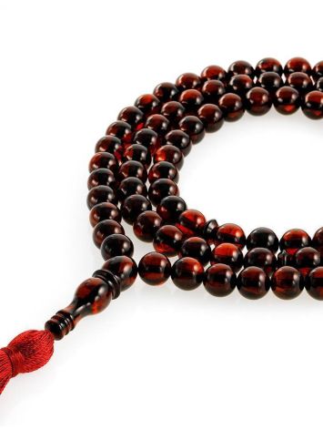 99 Dark Cherry Amber Islamic Prayer Beads With Tassel, image 